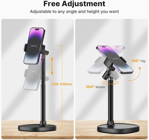 Cell Phone Stand, Ulanzi Height Adjustable Phone Holder, Desk Phone Stand for All Mobile Phone, Desk Phone Holder for iPhone 14/13/12 Pro/XS Max/XR, Samsung Galaxy S22/S21/S20/S10 and Other Phones in Kuwait