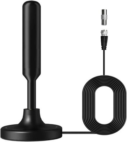 هوائي التلفزيون، هوائي التلفزيون الرقمي للتلفزيون الذكي، هوائي التلفزيون عالي الدقة للقنوات المحلية المجانية، هوائيات التلفزيون المحمولة داخلي/خارجي - يدعم التلفزيون الذكي 4K 1080p والتلفزيون القديم، استقبال إشارة 360 درجة، كابلات طويلة 10 أقدام in Kuwait