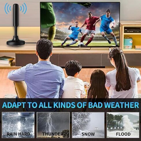 هوائي التلفزيون، هوائي التلفزيون الرقمي للتلفزيون الذكي، هوائي التلفزيون عالي الدقة للقنوات المحلية المجانية، هوائيات التلفزيون المحمولة داخلي/خارجي - يدعم التلفزيون الذكي 4K 1080p والتلفزيون القديم، استقبال إشارة 360 درجة، كابلات طويلة 10 أقدام in Kuwait