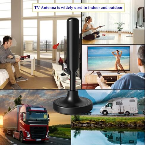 هوائي التلفزيون، هوائي التلفزيون الرقمي للتلفزيون الذكي، هوائي التلفزيون عالي الدقة للقنوات المحلية المجانية، هوائيات التلفزيون المحمولة داخلي/خارجي - يدعم التلفزيون الذكي 4K 1080p والتلفزيون القديم، استقبال إشارة 360 درجة، كابلات طويلة 10 أقدام in Kuwait