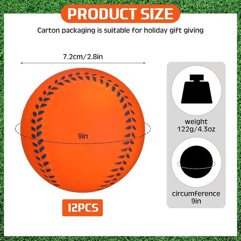 12 Pcs Rubber Baseball 9 Inch Soft Baseballs 4oz Practice Training Baseballs for Teenager Players Training and Recreation, Batting, Fielding, Hitting, Pitching in Saudi Arabia