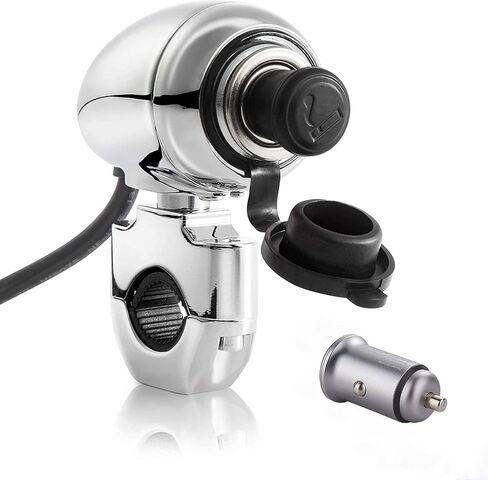 iMESTOU Metal Motorcycle Cigarette Lighter Socket Kit 12V/24V with Cigarette Lighting Butt &USB Charger for USB Adapter Inserted to Power Phones/GPS Fit for 0.86-0.99 Inch Motorbike Handlebars in Saudi Arabia