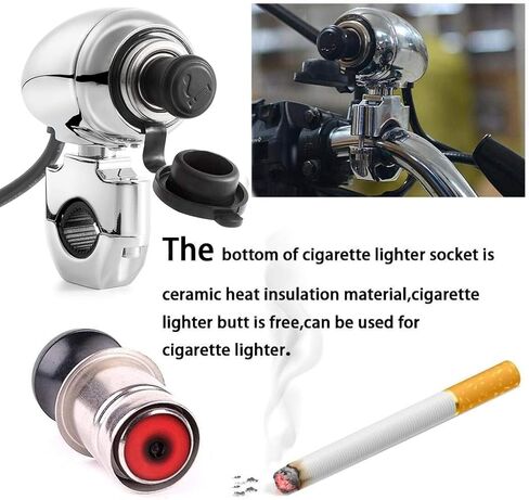iMESTOU Metal Motorcycle Cigarette Lighter Socket Kit 12V/24V with Cigarette Lighting Butt &USB Charger for USB Adapter Inserted to Power Phones/GPS Fit for 0.86-0.99 Inch Motorbike Handlebars in Saudi Arabia
