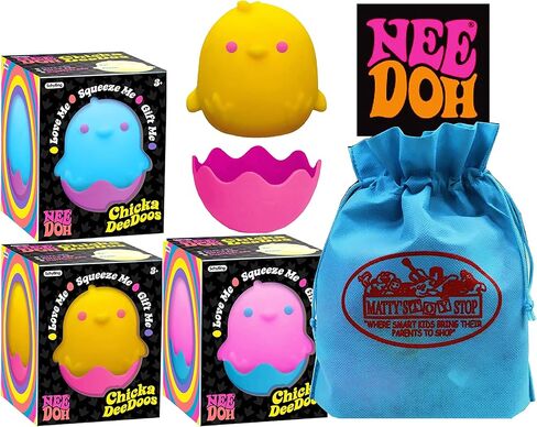Schylling Nee Doh Chicka DeeDoos...رائع، اسفنجي، مضغوط، قابل للتمدد، تبديل وتبديل الدجاج والبيض أرجواني/أزرق، وردي/أزرق وأصفر/وردي حزمة كاملة مع حقيبة تخزين - 3 عبوات in Kuwait