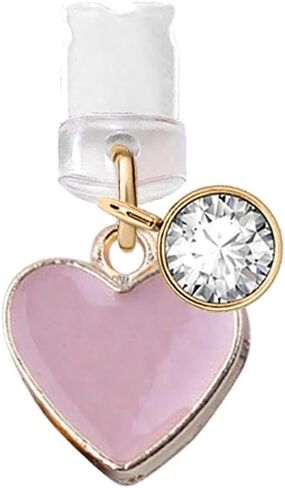ELISE & FONDA CP143 USB Charging Port Anti Dust Plug Little Pink Heart Love Pendant Phone Charm for iPhone 11/ XS MAX/XR/X/8 Plus/7/6S/7/SE iPad iPod in Saudi Arabia