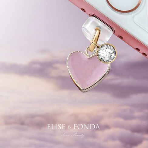 ELISE & FONDA CP143 USB Charging Port Anti Dust Plug Little Pink Heart Love Pendant Phone Charm for iPhone 11/ XS MAX/XR/X/8 Plus/7/6S/7/SE iPad iPod in Saudi Arabia
