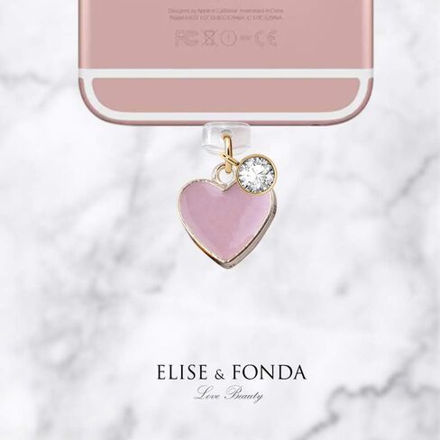 ELISE & FONDA CP143 USB Charging Port Anti Dust Plug Little Pink Heart Love Pendant Phone Charm for iPhone 11/ XS MAX/XR/X/8 Plus/7/6S/7/SE iPad iPod in Saudi Arabia
