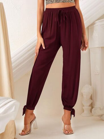 Floerns Women's Solid High Waist Split Knot Hem Long Pants in Saudi Arabia