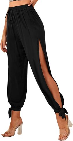 Floerns Women's Solid High Waist Split Knot Hem Long Pants in Saudi Arabia