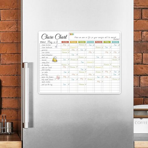 Reusable Chore Chart for Kids and Adult. Non-Magnetic Dry Erase Reward Chore Chart Sticks to Any Smooth Surface (Stainless Fridge, Ceramics, Plastic, Glass and Cabinets etc). in Saudi Arabia