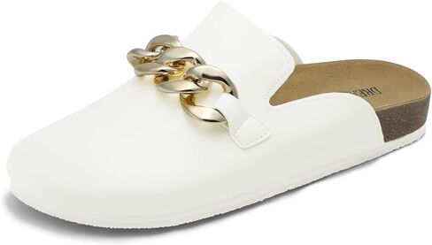 DREAM PAIRS Women’s Mules Soft Footbed Clog Comfortable Flats Cork Clog Shoes Round Toe Chain Mules Slip on Sandals Slides Shoes in Saudi Arabia
