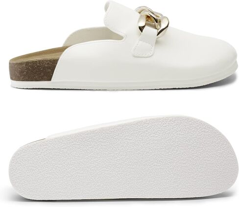 DREAM PAIRS Women’s Mules Soft Footbed Clog Comfortable Flats Cork Clog Shoes Round Toe Chain Mules Slip on Sandals Slides Shoes in Saudi Arabia