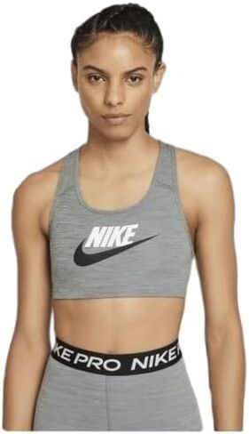 حمالة صدر رياضية Dri-Fit Swoosh غير مبطنة من نايكي، مقاس كبير، رمادي in Saudi Arabia