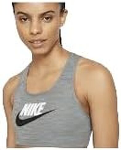 حمالة صدر رياضية Dri-Fit Swoosh غير مبطنة من نايكي، مقاس كبير، رمادي in Saudi Arabia