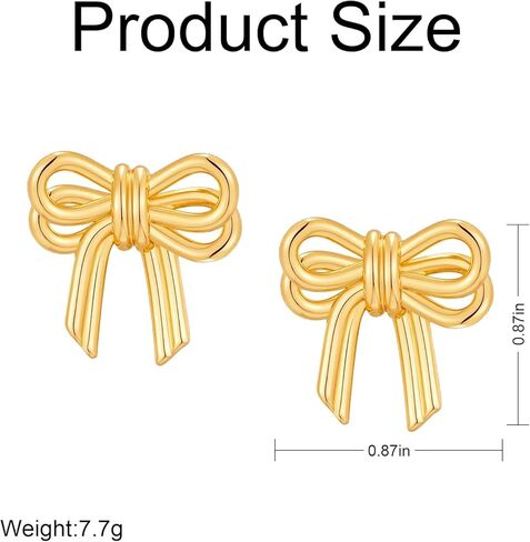 14K مطلية بالذهب القوس أقراط الذهب القوس أقراط للنساء الشريط القوس أقراط ترصيع للفتيات عيد الأم عيد ميلاد مجوهرات هدية in Kuwait