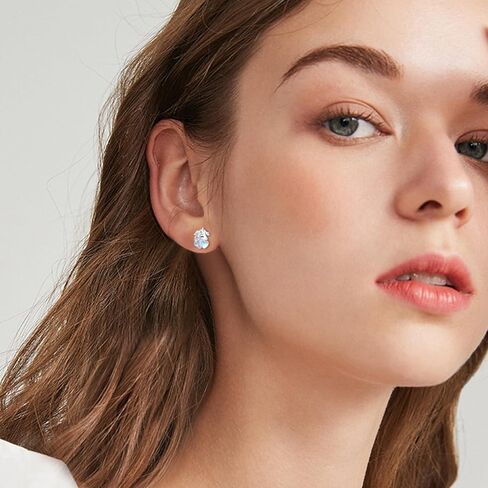 أقراط يونيكورن S925 الفضة الاسترليني لطيف يونيكورن حجر القمر أقراط للفتيات النساء هيبوالرجينيك يونيكورن مجوهرات هدايا لعيد ميلاد ابنة in Kuwait