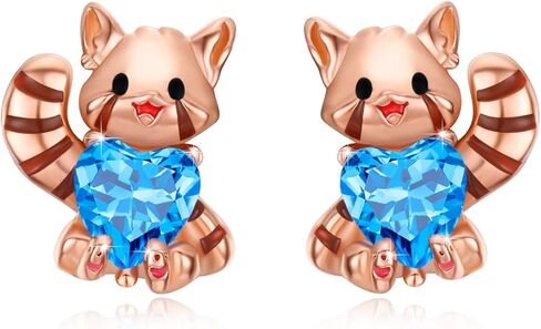 ECHOOY أقراط الباندا الحمراء 925 الفضة الاسترليني الباندا الأحمر عناق القلب أقراط هيبوالرجينيك لطيف الحيوانات مجوهرات للنساء الفتيات ابنة هدايا عيد ميلاد in Kuwait