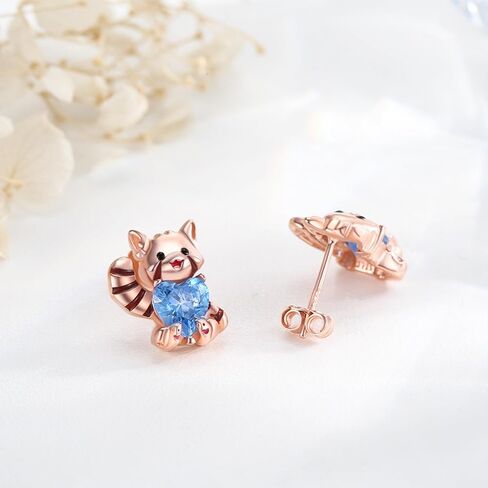 ECHOOY أقراط الباندا الحمراء 925 الفضة الاسترليني الباندا الأحمر عناق القلب أقراط هيبوالرجينيك لطيف الحيوانات مجوهرات للنساء الفتيات ابنة هدايا عيد ميلاد in Kuwait