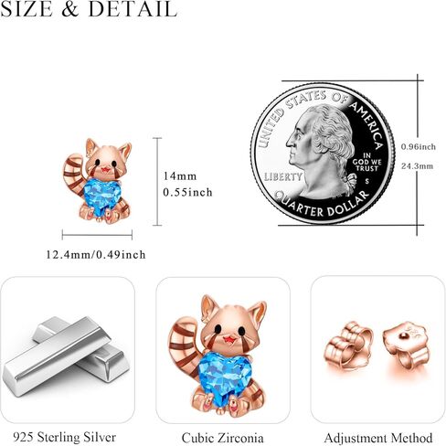 ECHOOY أقراط الباندا الحمراء 925 الفضة الاسترليني الباندا الأحمر عناق القلب أقراط هيبوالرجينيك لطيف الحيوانات مجوهرات للنساء الفتيات ابنة هدايا عيد ميلاد in Kuwait