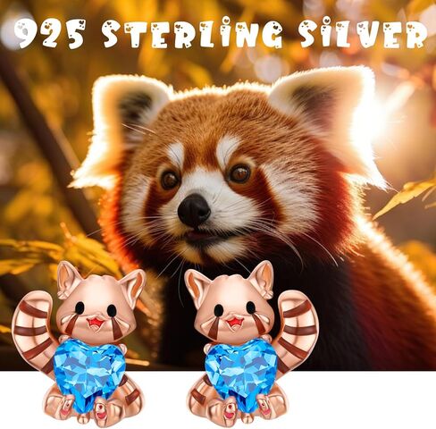 ECHOOY أقراط الباندا الحمراء 925 الفضة الاسترليني الباندا الأحمر عناق القلب أقراط هيبوالرجينيك لطيف الحيوانات مجوهرات للنساء الفتيات ابنة هدايا عيد ميلاد in Kuwait