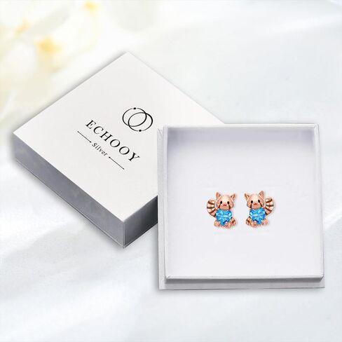 ECHOOY أقراط الباندا الحمراء 925 الفضة الاسترليني الباندا الأحمر عناق القلب أقراط هيبوالرجينيك لطيف الحيوانات مجوهرات للنساء الفتيات ابنة هدايا عيد ميلاد in Kuwait