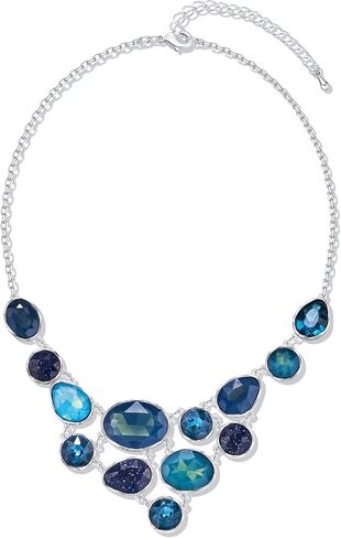LILIE&WHITE Gold And Silver Necklaces For Women Statement Necklace With Multi Color Resin Stones Fashion Bib Necklace Gold Jewelry For Women Girls Costume Jewelry For Women in Saudi Arabia