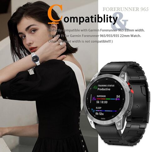 Miimall Compatible for Garmin Forerunner 965 Band Metal, 22mm [Quick Release] [Stainless Steel] Adjustable Wristband Replacement Easy Fit Metal Bracelet Band for Garmin Forerunner 965 Solar in Saudi Arabia