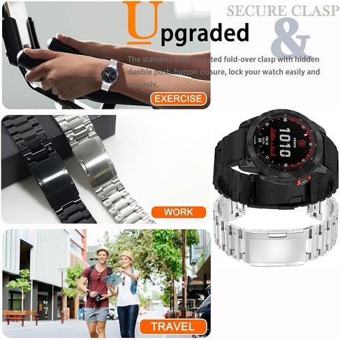 Miimall Compatible for Garmin Forerunner 965 Band Metal, 22mm [Quick Release] [Stainless Steel] Adjustable Wristband Replacement Easy Fit Metal Bracelet Band for Garmin Forerunner 965 Solar in Saudi Arabia