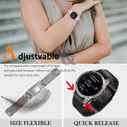 Miimall Compatible for Garmin Forerunner 965 Band Metal, 22mm [Quick Release] [Stainless Steel] Adjustable Wristband Replacement Easy Fit Metal Bracelet Band for Garmin Forerunner 965 Solar in Saudi Arabia