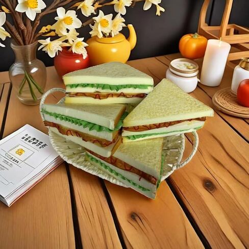 4PCS Simulation Food Artificial Vegetable Sandwich,Faux Vegetable Sandwich, Fake Food Bread Model Photography Prop for Home Kitchen Party Decoration, HC2411-S4 in Saudi Arabia