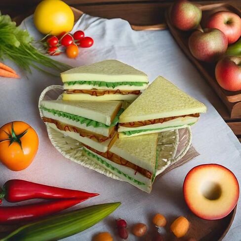 4PCS Simulation Food Artificial Vegetable Sandwich,Faux Vegetable Sandwich, Fake Food Bread Model Photography Prop for Home Kitchen Party Decoration, HC2411-S4 in Saudi Arabia