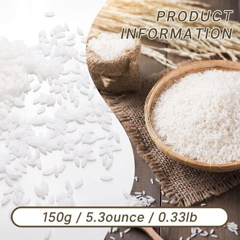 أرز أبيض صناعي من Luckforest، 150 جرام من الأرز المزيف النابض بالحياة للمنزل، خزانة طاولة المطبخ، متجر سوق عرض الطعام، نموذج الدعائم in Kuwait