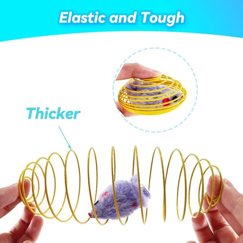 QUVOVID Cat Spring Toys 6 Packs Cat Spring Balls with 1 Pack Catnip Ball for Indoor Cats Metal Cage Balls with Mice, Interactive Cat Toys Cat Balls Mouse Toys, for All Breeds in Kuwait