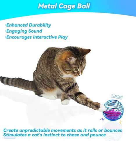 QUVOVID Cat Spring Toys 6 Packs Cat Spring Balls with 1 Pack Catnip Ball for Indoor Cats Metal Cage Balls with Mice, Interactive Cat Toys Cat Balls Mouse Toys, for All Breeds in Kuwait