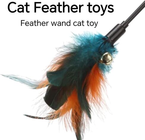 15-Pack Cat Feather Toys and Teaser Wand- Feather Toys for Cats，cat Feather Toy, cat Toys for Indoor Cats，Feather Stick cat Toy cat Teaser Wand - Feather Wand cat Toy in Saudi Arabia