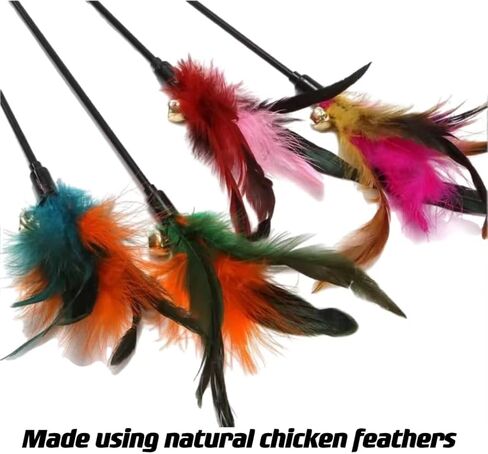 15-Pack Cat Feather Toys and Teaser Wand- Feather Toys for Cats，cat Feather Toy, cat Toys for Indoor Cats，Feather Stick cat Toy cat Teaser Wand - Feather Wand cat Toy in Saudi Arabia