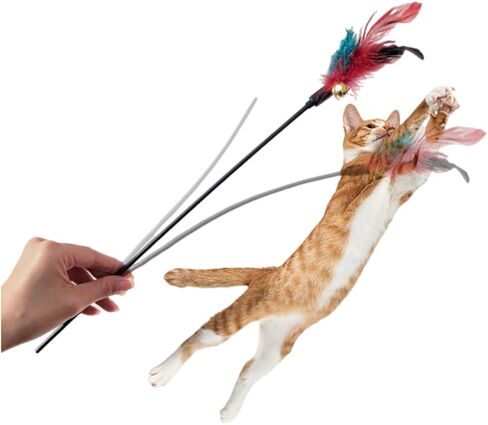 15-Pack Cat Feather Toys and Teaser Wand- Feather Toys for Cats，cat Feather Toy, cat Toys for Indoor Cats，Feather Stick cat Toy cat Teaser Wand - Feather Wand cat Toy in Saudi Arabia