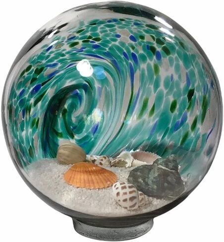 Hand Blown Sand and Seashell Glass Globe Blue Accents in Saudi Arabia
