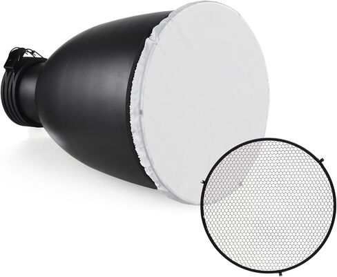 طبق تجميل Andoer مقاس 11.6 بوصة مع طبق ناشر عاكس للضوء من Profoto Mount Tele-Zoom مع شبكة قرص العسل 60 درجة وجوارب ناشرة لـ Profoto Mount Studio Strobe Flash Light Speedlite in Kuwait