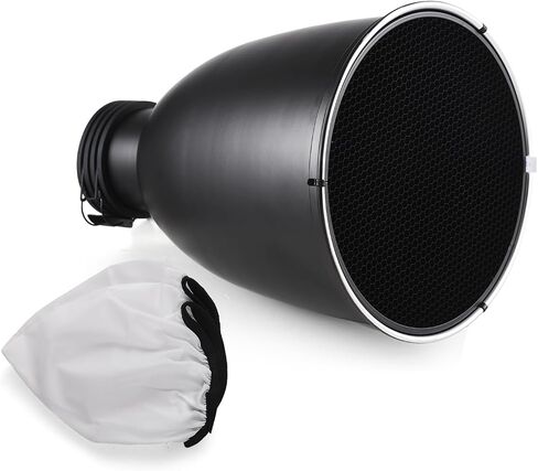طبق تجميل Andoer مقاس 11.6 بوصة مع طبق ناشر عاكس للضوء من Profoto Mount Tele-Zoom مع شبكة قرص العسل 60 درجة وجوارب ناشرة لـ Profoto Mount Studio Strobe Flash Light Speedlite in Kuwait