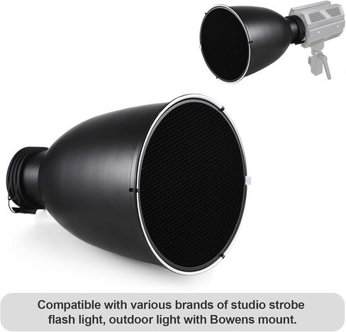 طبق تجميل Andoer مقاس 11.6 بوصة مع طبق ناشر عاكس للضوء من Profoto Mount Tele-Zoom مع شبكة قرص العسل 60 درجة وجوارب ناشرة لـ Profoto Mount Studio Strobe Flash Light Speedlite in Kuwait