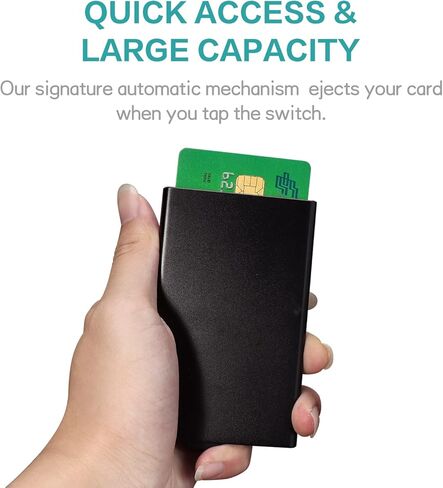 الحد الأدنى المنبثقة المحفظة | حامل بطاقات رفيع لبطاقات الائتمان للأعمال مع جيب للنقود RFID من الجلد المصنوع من الألومنيوم المعدني للبطاقات والملاحظات والعملات المعدنية (أسود)... in Kuwait