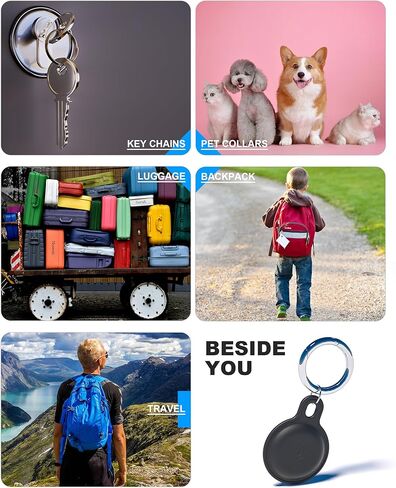 4 Pack Airtag Holder, Apple Air tag case Waterproof with Keychain Key Ring Clip, Air Tag Keychain Suitable for Apple Tags，Shockproof Air Tag GPS Tracker Cover for Dog Cat Collar, Luggage, Key in Kuwait