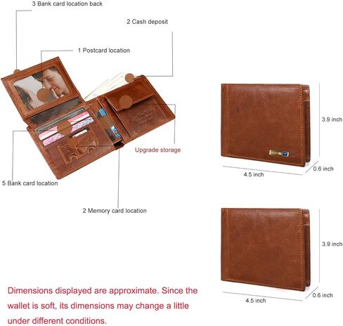 Clever Anti-Lost Bluetooth Wallet with Alarm, Position Record (via Phone GPS) Tracker Item Finder Locator, Multi-Functional Bifold Cowhide Leather, Credit Card Intelligent Trackable Purse (Coffee) in Kuwait