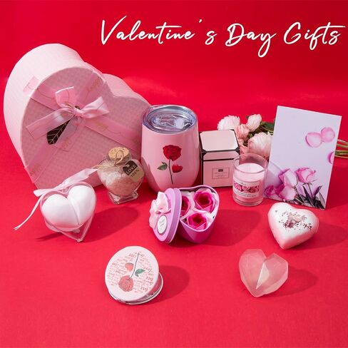 Gift for Women Birthday Gifts for Wife Girlfriend Lover,Unique Ideas Rose Love Gift Basket Box Thinking of You I Love You Romantic Gifts Set for Friends Female Sister Wedding & Engagement Gift (Pink) in Saudi Arabia