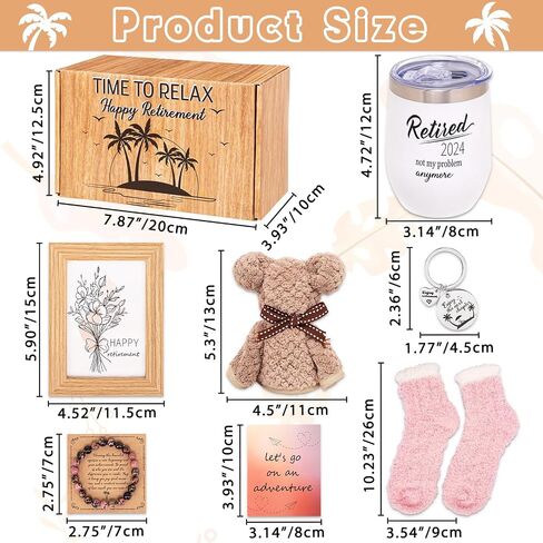 80UncleKimby Retirement Gifts for Women 2024 - Female Retired Gift for Teacher Coworker Nurse Includes Tumbler,Bracelet,Towel,Picture Frame,Keychain,Socks,Card in Saudi Arabia