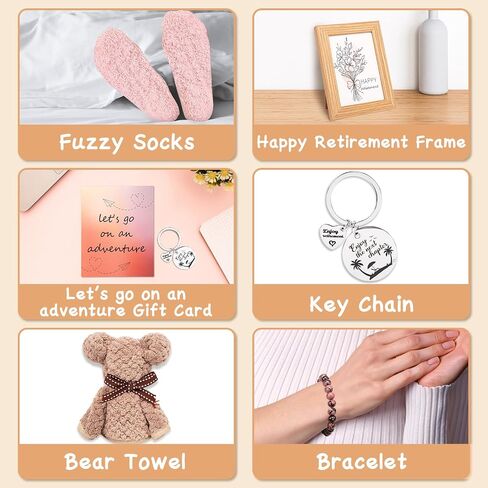 80UncleKimby Retirement Gifts for Women 2024 - Female Retired Gift for Teacher Coworker Nurse Includes Tumbler,Bracelet,Towel,Picture Frame,Keychain,Socks,Card in Saudi Arabia