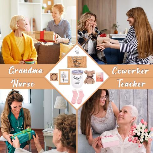 80UncleKimby Retirement Gifts for Women 2024 - Female Retired Gift for Teacher Coworker Nurse Includes Tumbler,Bracelet,Towel,Picture Frame,Keychain,Socks,Card in Saudi Arabia
