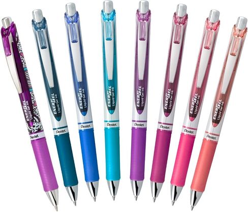 EnerGel RTX Retractable Liquid Gel Pen, Creator Expressions Pack, 0.7mm, Metal Tip, Medium Line, Assorted Ink, Pack of 8 Pens (BL77XRIGBP8M) in Saudi Arabia