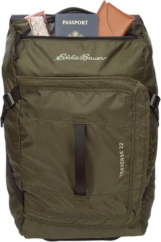 Eddie Bauer Traverse Rolling Duffel Bag-Made from Ripstop Polyester with Telescoping Handle, Black, 78L in Saudi Arabia